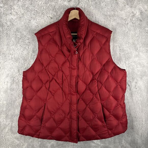 Eddie Bauer Premium Goose Down Full Zip Puffer Vest Red Women Plus Size 3X EB650 - Picture 1 of 8